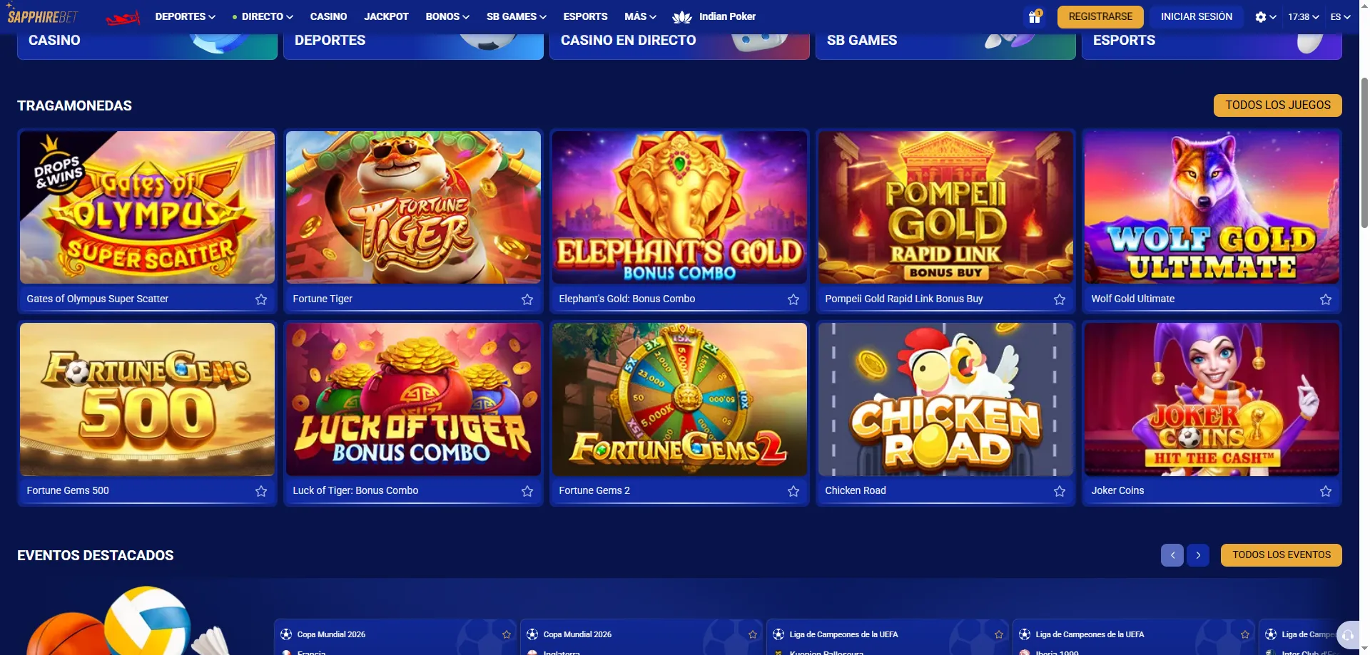 Slots y juegos de casino en SapphireBet Argentina — más de 110 proveedores