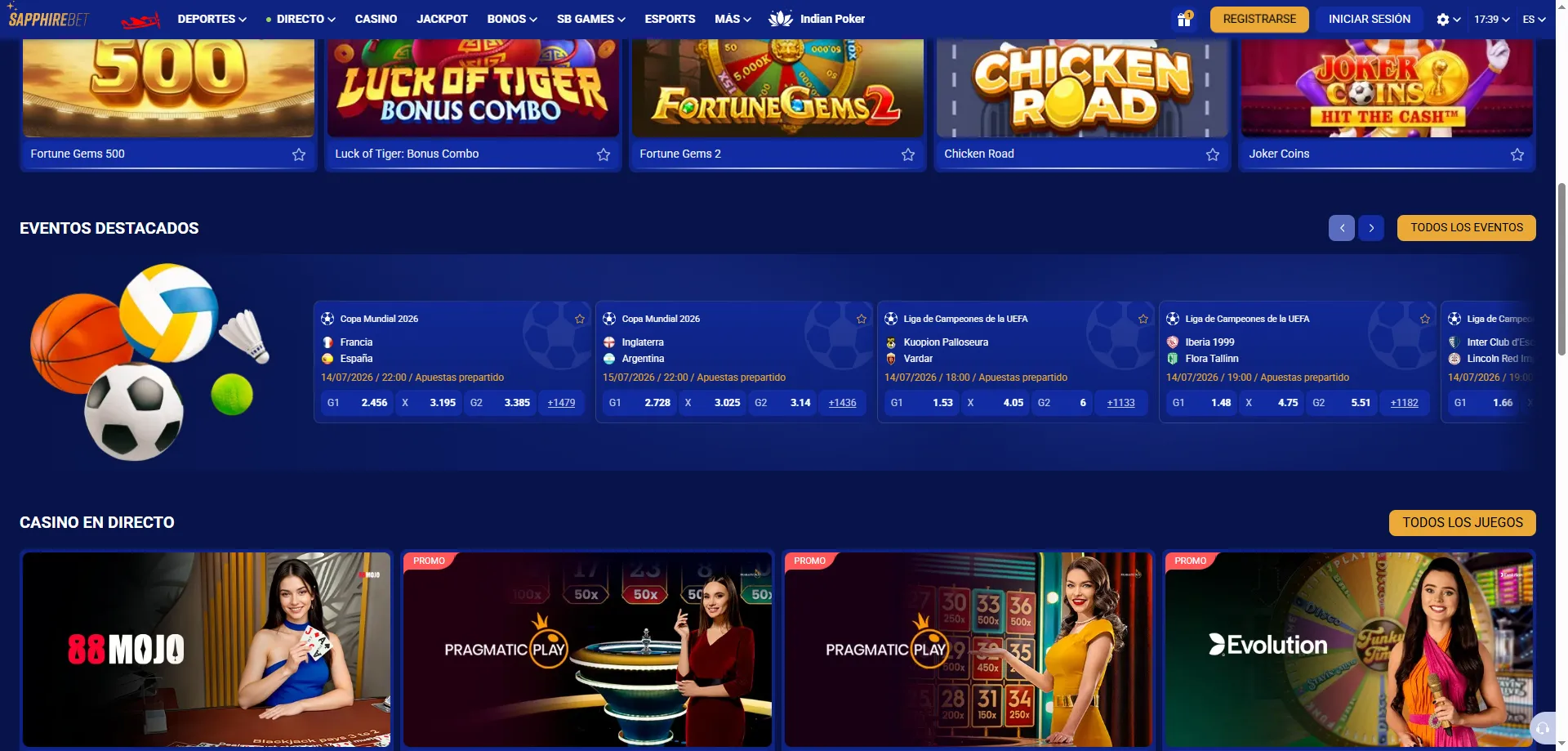 Apuestas deportivas SapphireBet Argentina — fútbol, tenis y eSports en vivo